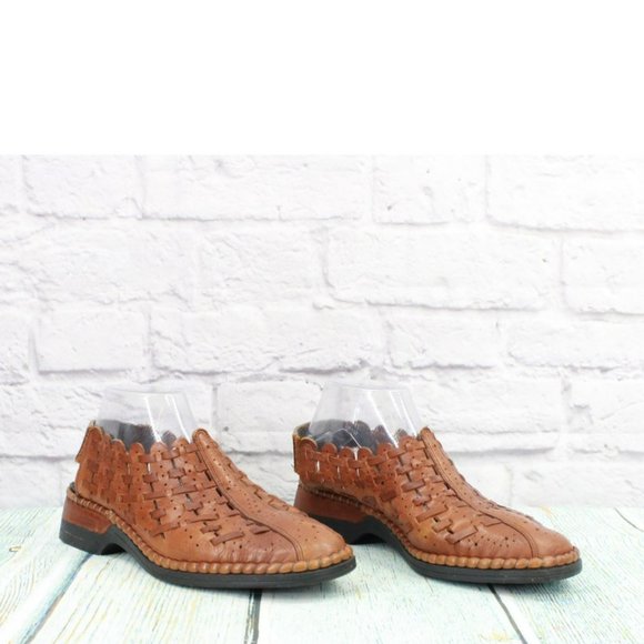 Rieker Brown Leather Slip On Slingback Low Ankle Heel Shoes Size 40 US 8.5 - Picture 3 of 9